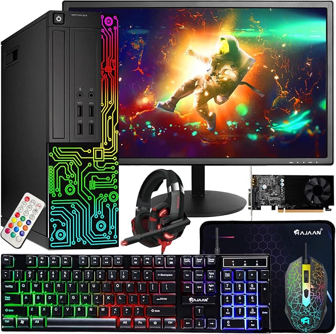 Dell Gaming OptiPlex Desktop RGB Computer PC, Intel Core i7, GeForce GT 1030 2GB GDDR5, 16GB RAM, 512GB SSD, 24 Inch HDMI Monitor, Keyboard Mouse and Headset, WiFi, Windows 11 Pro (Renewed) Dell Gaming OptiPlex Desktop RGB Computer PC, Intel Core i7, GeForce GT 1030 2GB GDDR5, 16GB RAM, 512GB SSD, 24 Inch HDMI Monitor, Keyboard Mouse and Headset, WiFi, Windows 11 Pro (Renewed)