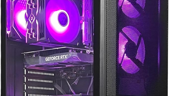 Prebuilt Gaming Desktop PC, AMD Ryzen 5 5500, GeForce RTX 3050 6GB,16GB DDR4 3200MHz RAM, 1TB NVMe SSD, ARGB Air Cooling, Wi-Fi,Tower Computer for Gaming, Streaming, Editing