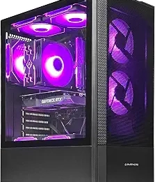 Prebuilt Gaming Desktop PC, AMD Ryzen 5 5500, GeForce RTX 3050 6GB,16GB DDR4 3200MHz RAM, 1TB NVMe SSD, ARGB Air Cooling, Wi-Fi,Tower Computer for Gaming, Streaming, Editing
